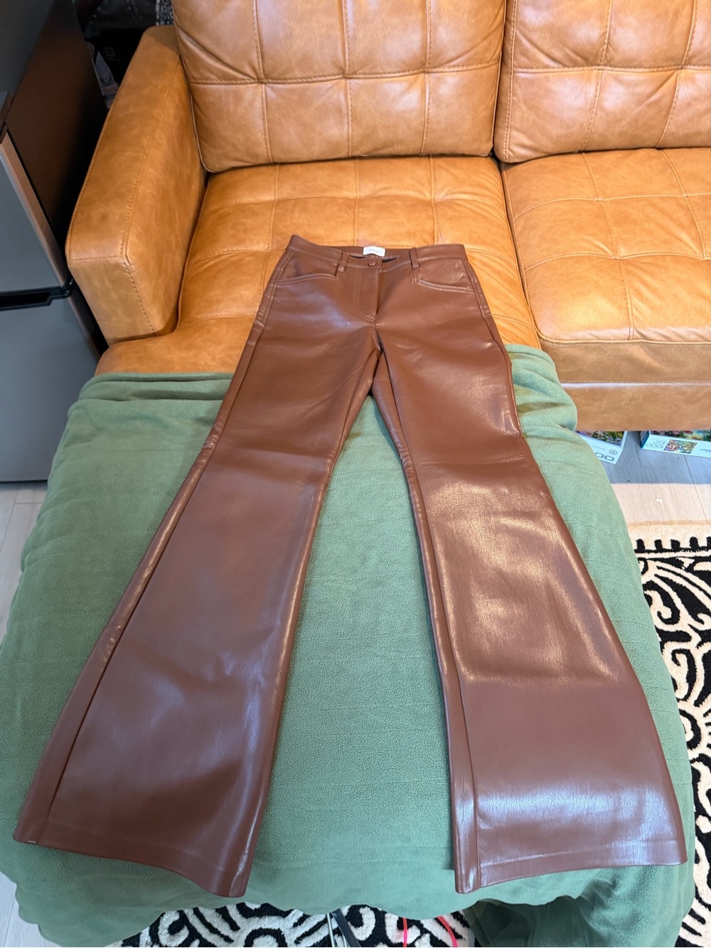 Aritzia Brown Faux Leather Flared Pants